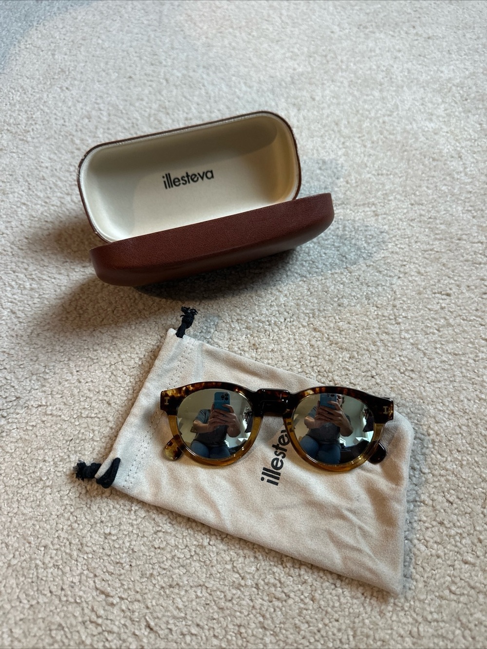 Illesteva Leonard Tortoiseshell Sunglasses with Mirrored Silver Lenses